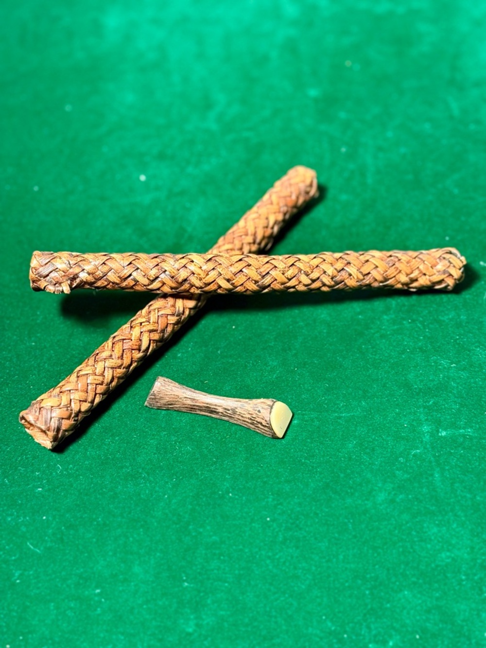 Woven Rattan Chopsticks Set * Carved Wood Rest * Artisan